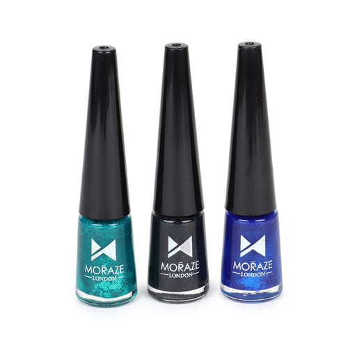 3 Glittery Coloured Eyeliners Kit - Green, Black, Blue - alternate view