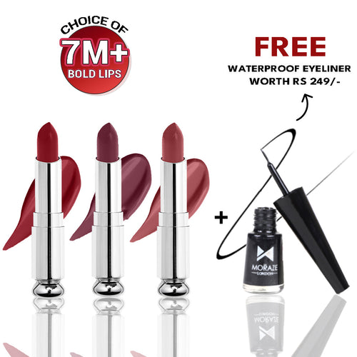 3 Ultra Soft Matte Lipstick Kit + FREE Waterproof Eyeliner!