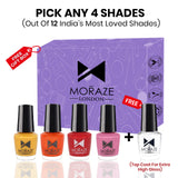 4 Glamorous Glossy Nail Polish Kit + FREE Top Coat for Extra Gloss